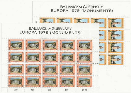 1978 - Europa CEPT (Guernsey) - Monumenti, 2 minifogli di 20 MNH**