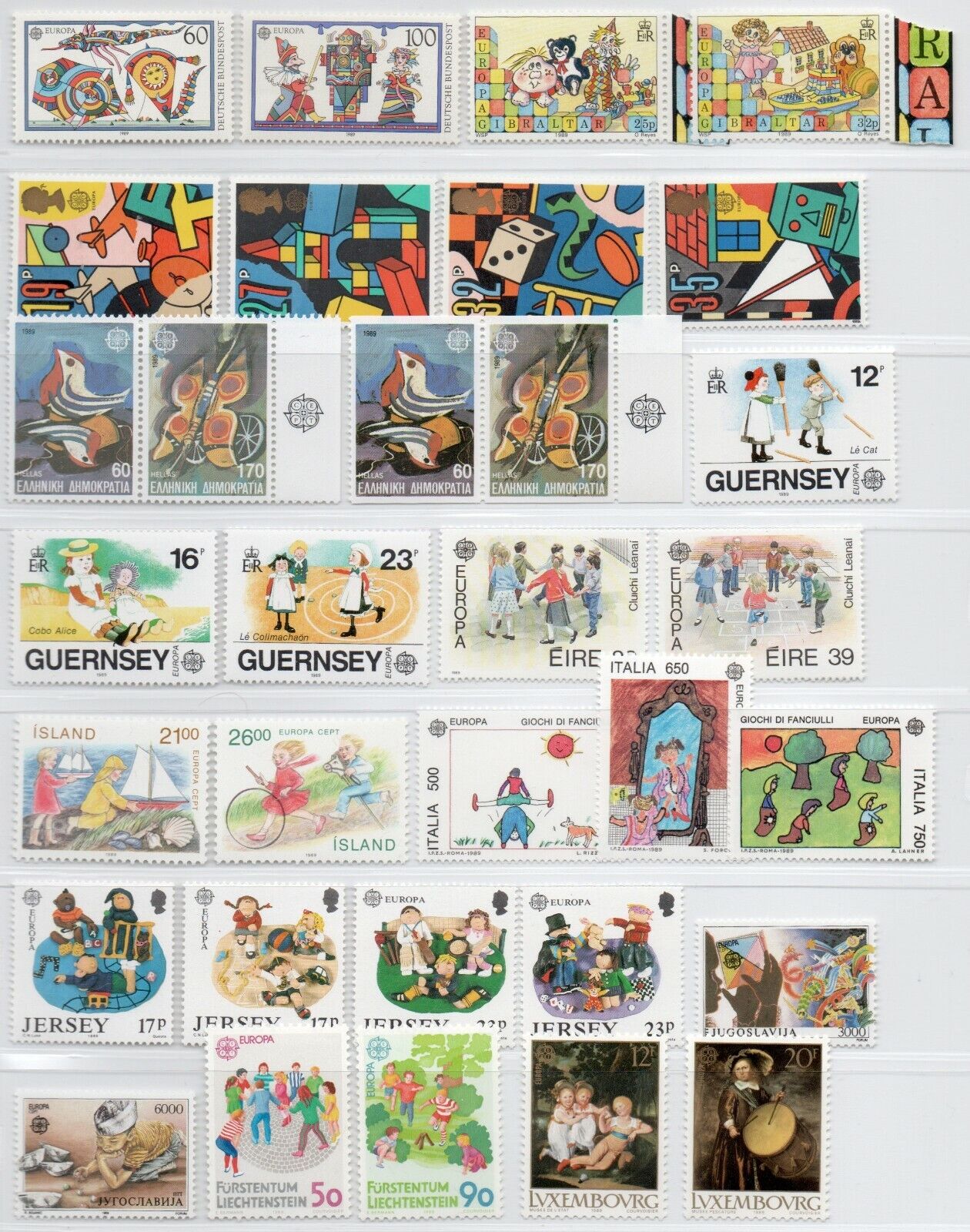 1989 - Europa CEPT (COMPLETO) - Giochi infantili, 35 paesi, 85 val. + 1 BF MNH**