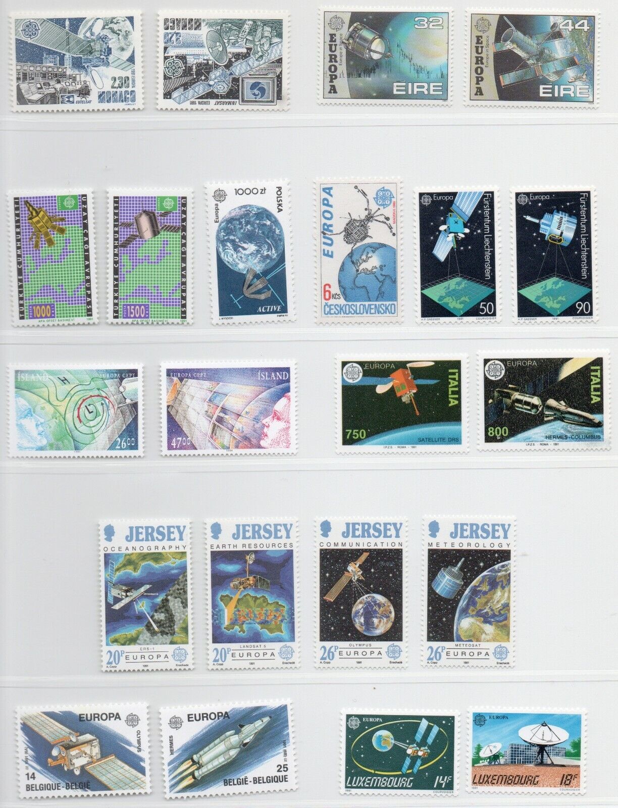 1991 - Europa CEPT (COMPLETO) - Europa spaziale, 40 paesi 82 v. 2 BF MNH