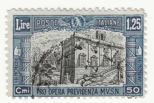 1928 Regno d'Italia - Pro Opera Previdenza Milizia 1,25 + 50 c. azzurro usato