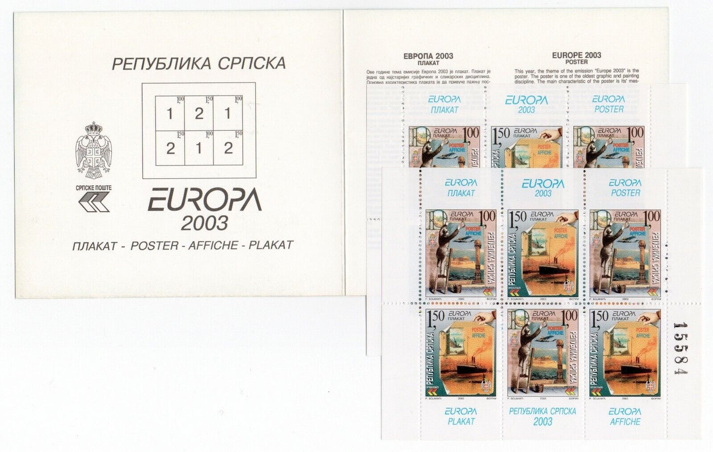 2003 - Europa CEPT (Bosnia serba) - Libretto di 3 coppie MNH**