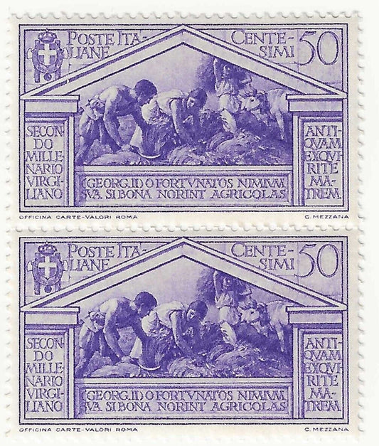 1930 Regno d'Italia - Bimillenario nascita Virgilio, coppia 50 c. violetto MNH**