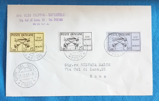 1958 Vaticano - Busta FDC Sede Vacante