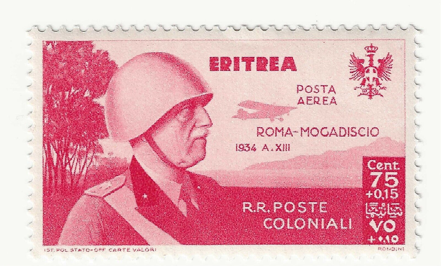 1934 Colonie italiane (Eritrea) - Posta Aerea, 75 c. + 15 c. carminio MNH**