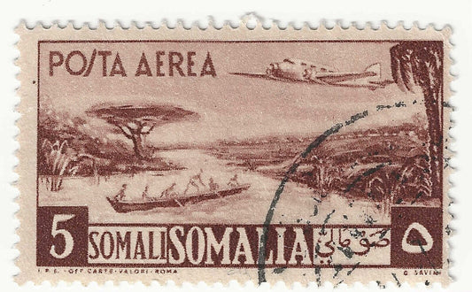 1950 Somalia A.F.I.S. (Colonie) - 5 s. bruno rosso Posta aerea usato