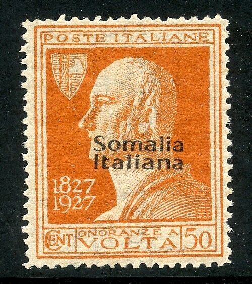 1927 Colonie italiane (Somalia) - 50 c. A. Volta soprastampa al centro MH*