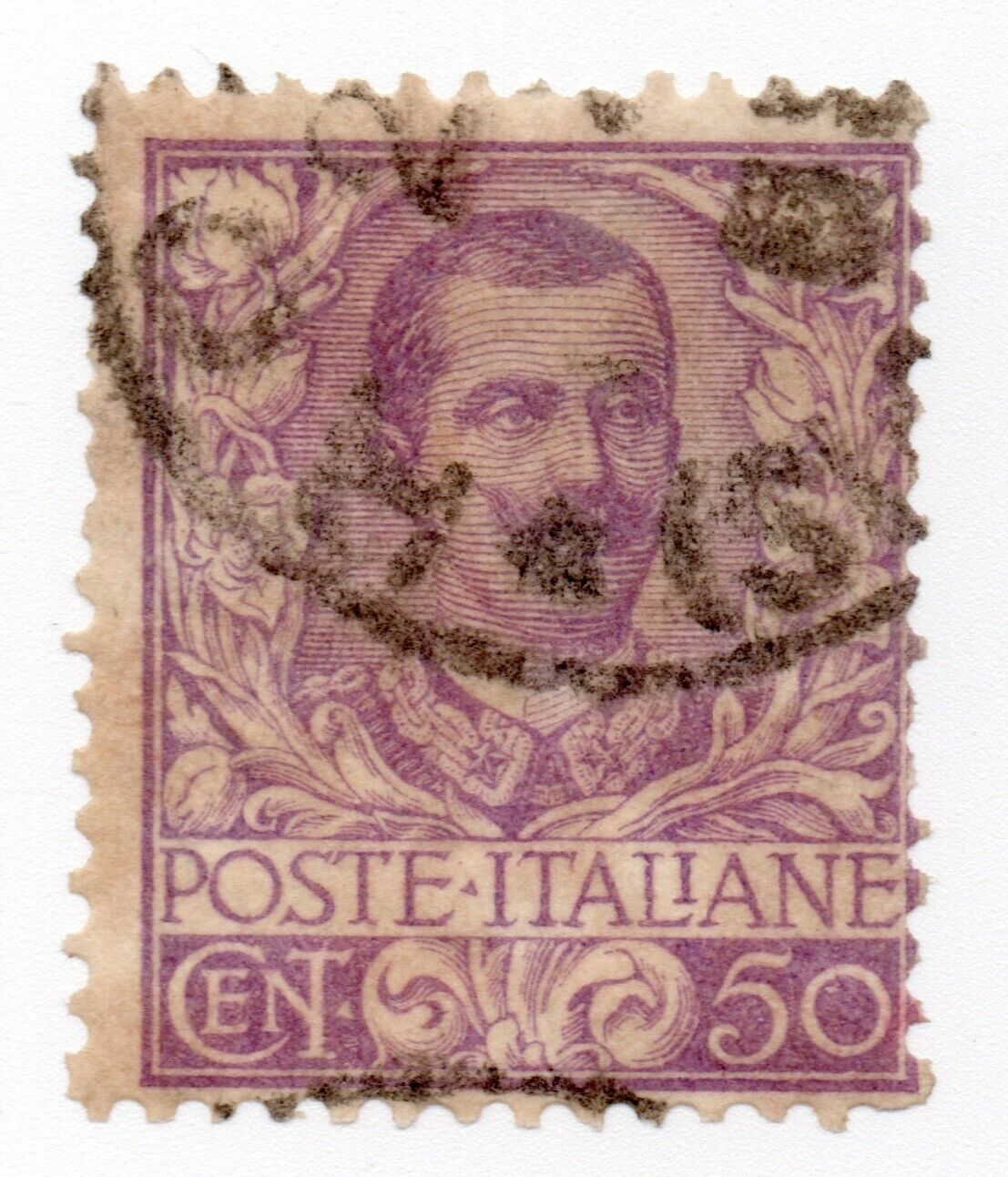 1901 - Regno d'Italia - Floreale Aquila sabauda (V.E.III) - 50 c. malva usato