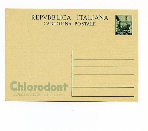 1951 Repubblica - Intero postale 20 L. Chlorodont serie quadriga nuovo