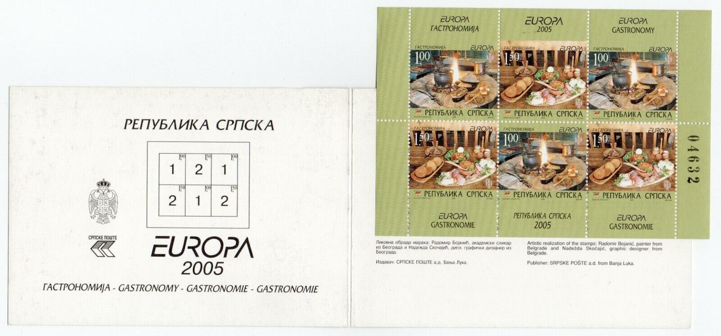 2005 - Europa CEPT (Bosnia serba) - Gastronomia, libretti di 3 coppie MNH**