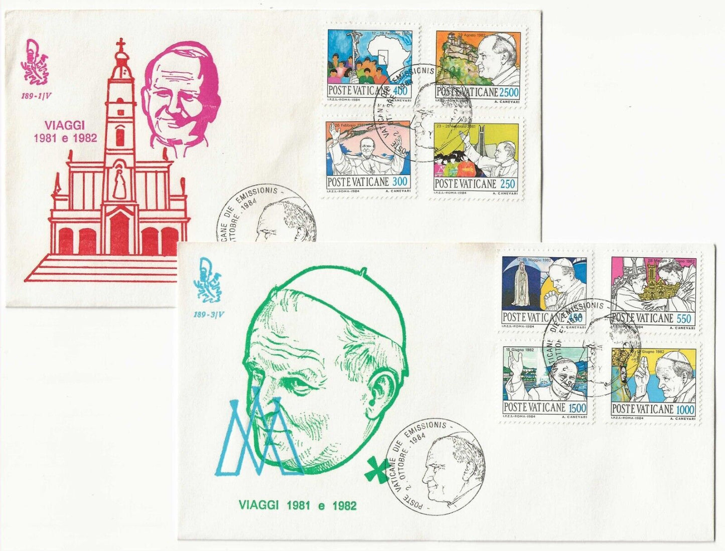 Vaticano - FDC 2 ottobre 1984 - I viaggi di Giovanni Paolo II nel 1981/1982