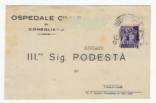 Utilisation tardive de la République Sociale (RSI) - 50 centimes. violette 1944 en lice pour Vazzola