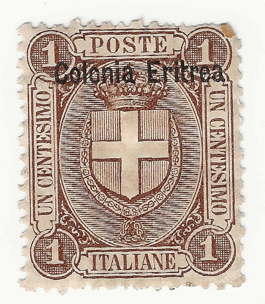 1895 Colonie italiane (Eritrea) - 1 cent. bruno soprastampato MH*